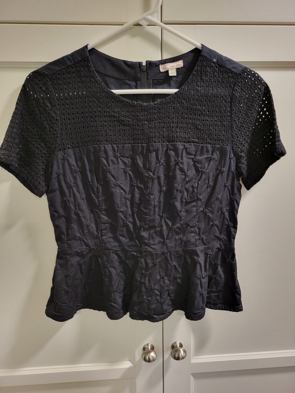 Gap Women's Black Eyelet & Crocheted Peplum Top, 2